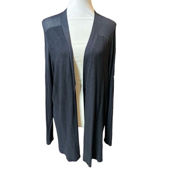 Croft & Barrow Black 100% Rayon Open Long Cardigan 1X-EUC - Picture 2 of 10